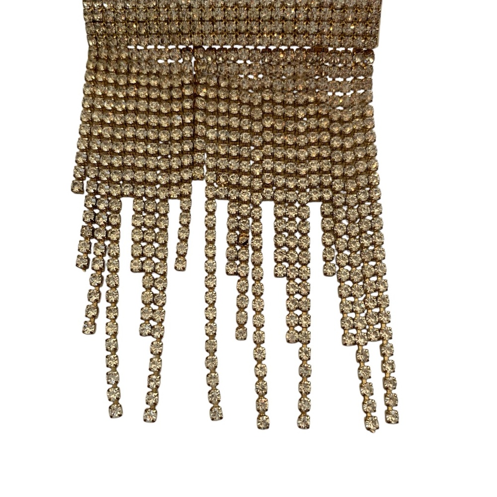 Gold Tone Rhinestone Fringe Barrette